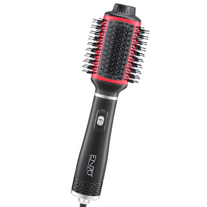 سشوار برس‌دار حالت‌دهنده انزو پروفیشینال مدل EN-4123 با توان 1500 وات، موتور DC، المنت سرامیکی، فناوری تولید یون، تنظیم دما یک حالته، تنظیم سرعت دو سرعته، چهار عملکرد حالت‌دهی مو، وزن 700 گرم
