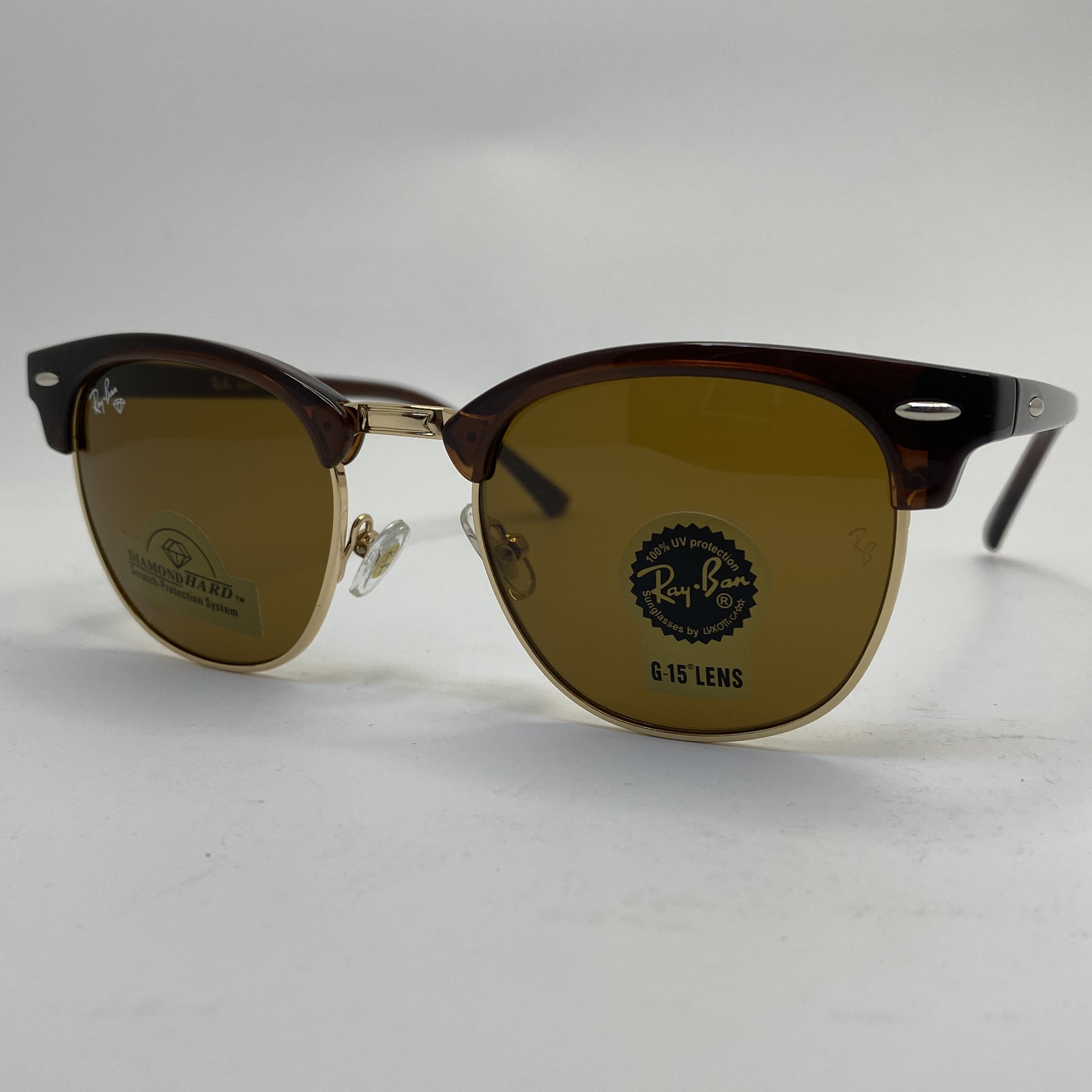 عینک ریبن rayban کلاب مستر شیشه سنگ قهوه ای طلایی با پک کامل ریبن RB 3016 ارسال رایگان