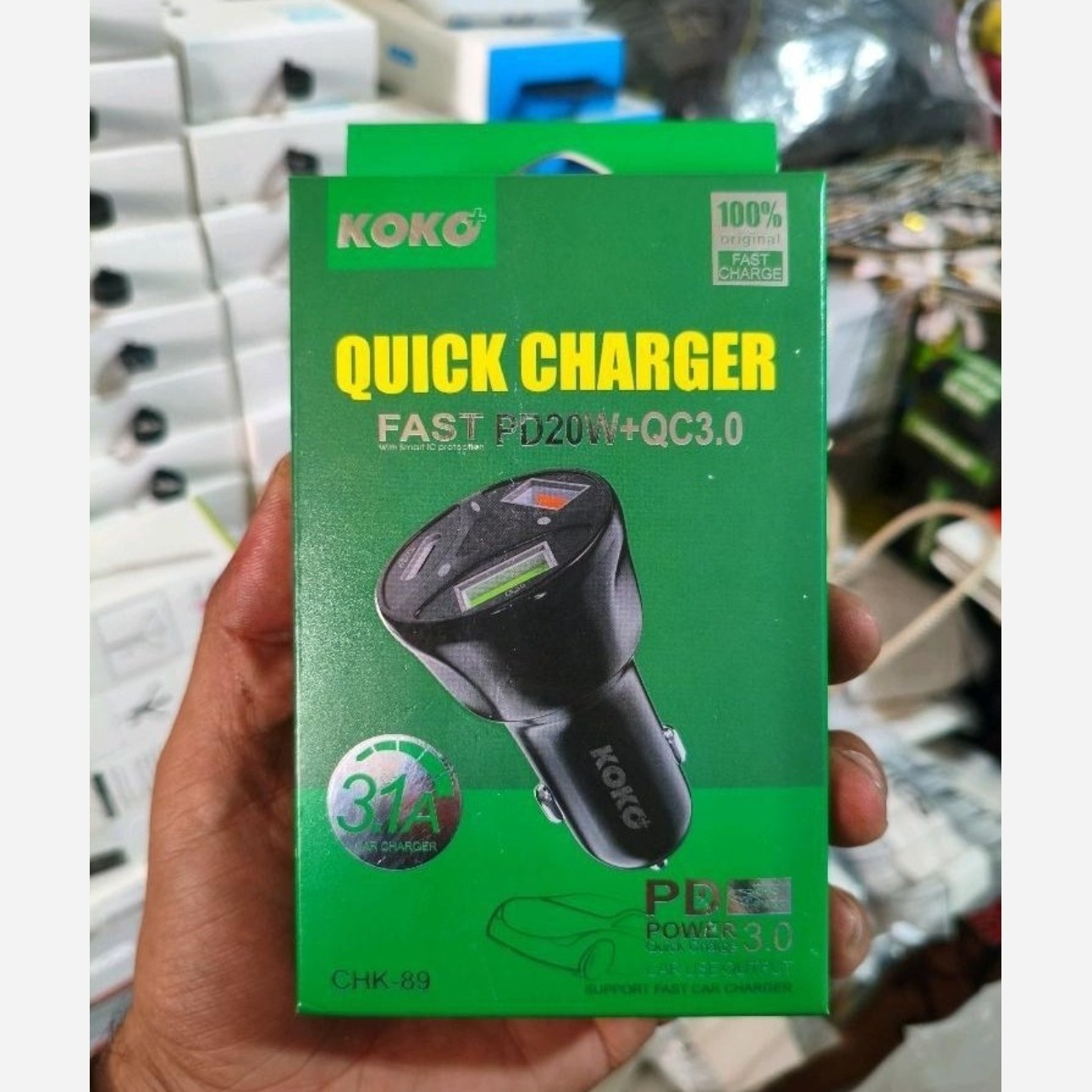 شارژر فندکی خودرو برند koko مدل 89 سه خروجی 2 تا یو اس بی و 1 تایپ سی باکیفیت و پرفروش ارسال رایگان ایکس