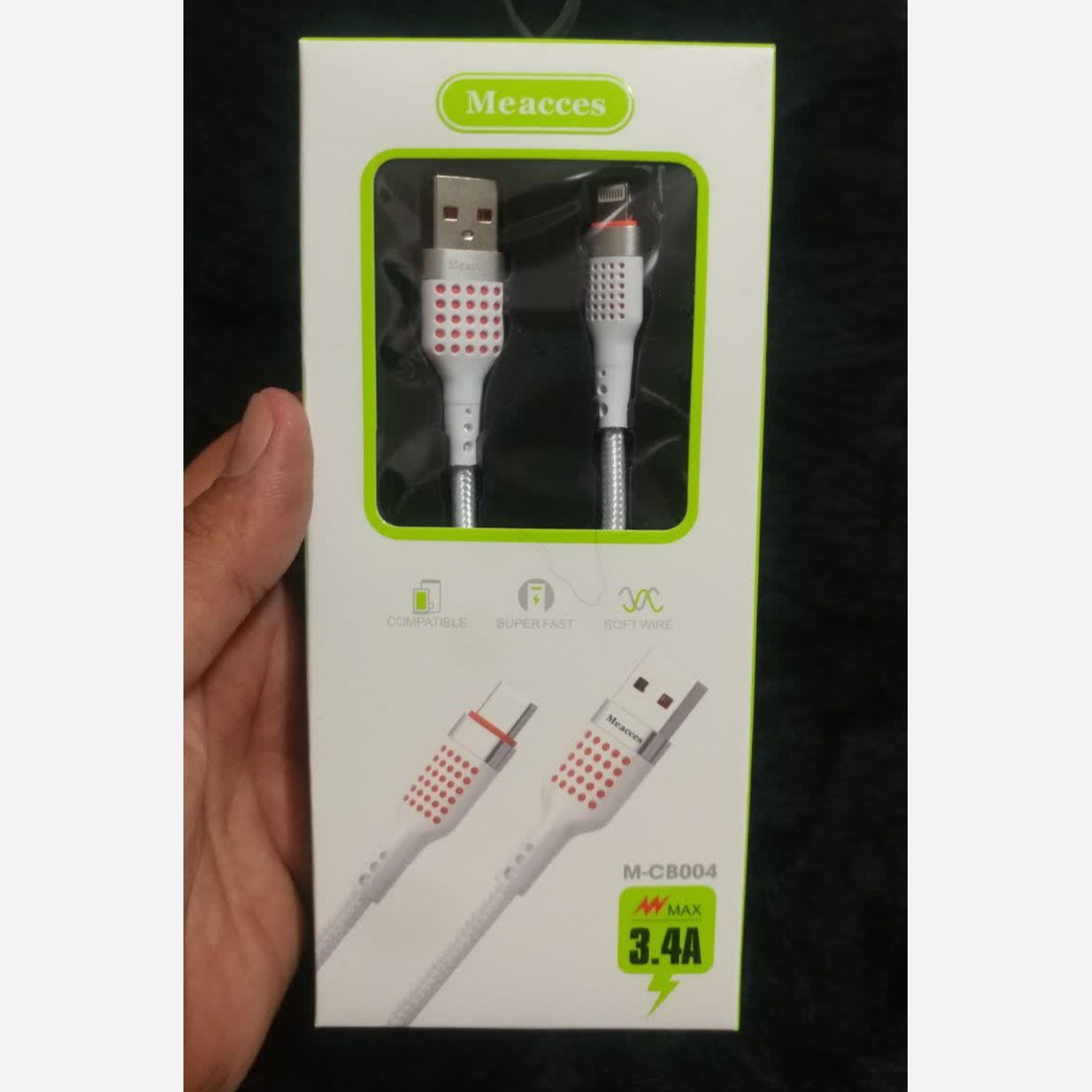 کابل شارژر لایتینگ جنس کنفی 3/4 آمپر فست شارژ یک متری قابلیت انتقال دیتا جنس خوب پرفروش ایکس