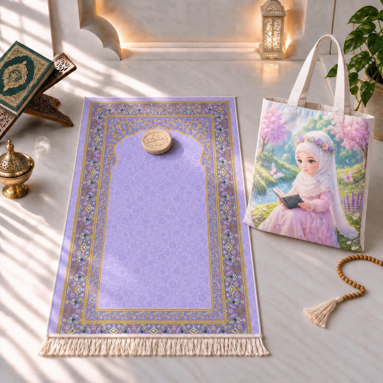 سجاده مخمل ست جشن تکلیف به همراه کیف با تخفیف ویژه