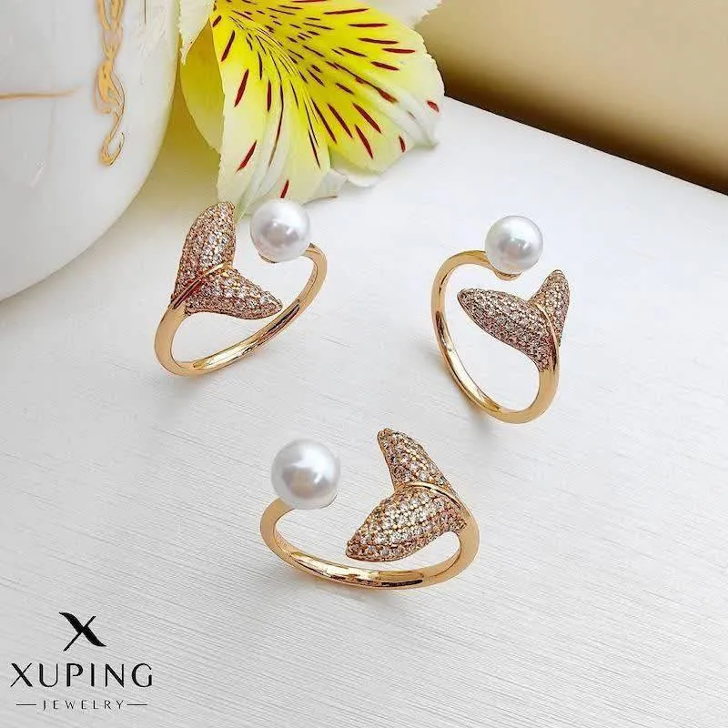 انگشتر فری سایز پری دریایی و مروارید ژوپینگ کد2492