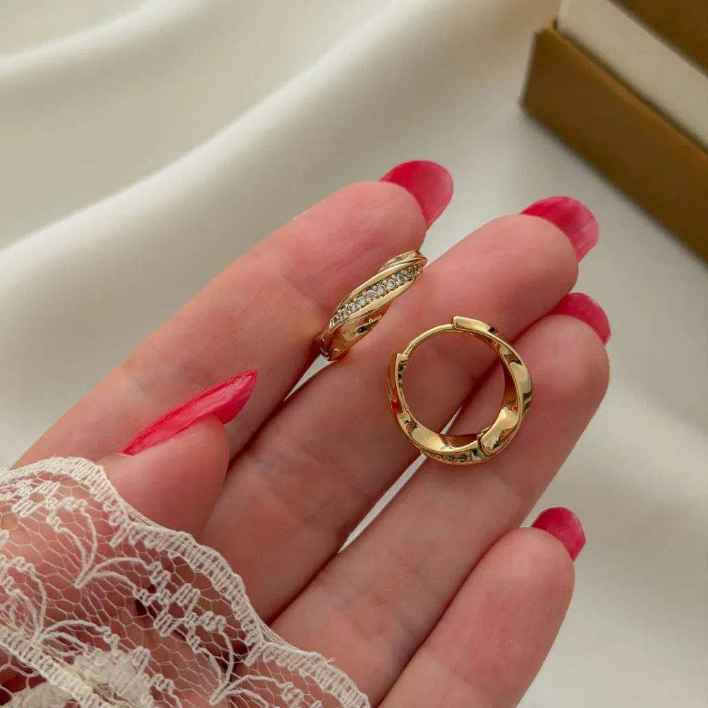 گوشواره طرح طلا حلقه ای پیچی رنگ ثابت ژوپینگ کد 3291
