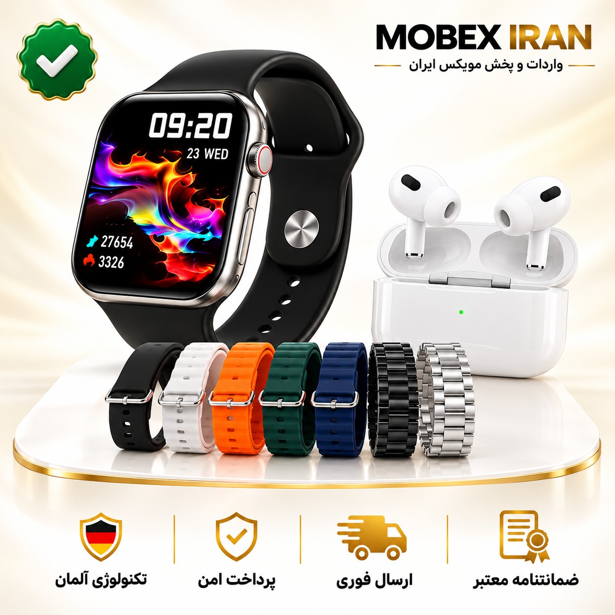 ساعت هوشمندkw93-maxحرفه ای با ایرپاد پرو/ارسال فوری/گارانتی کتبی/خریداقساطی