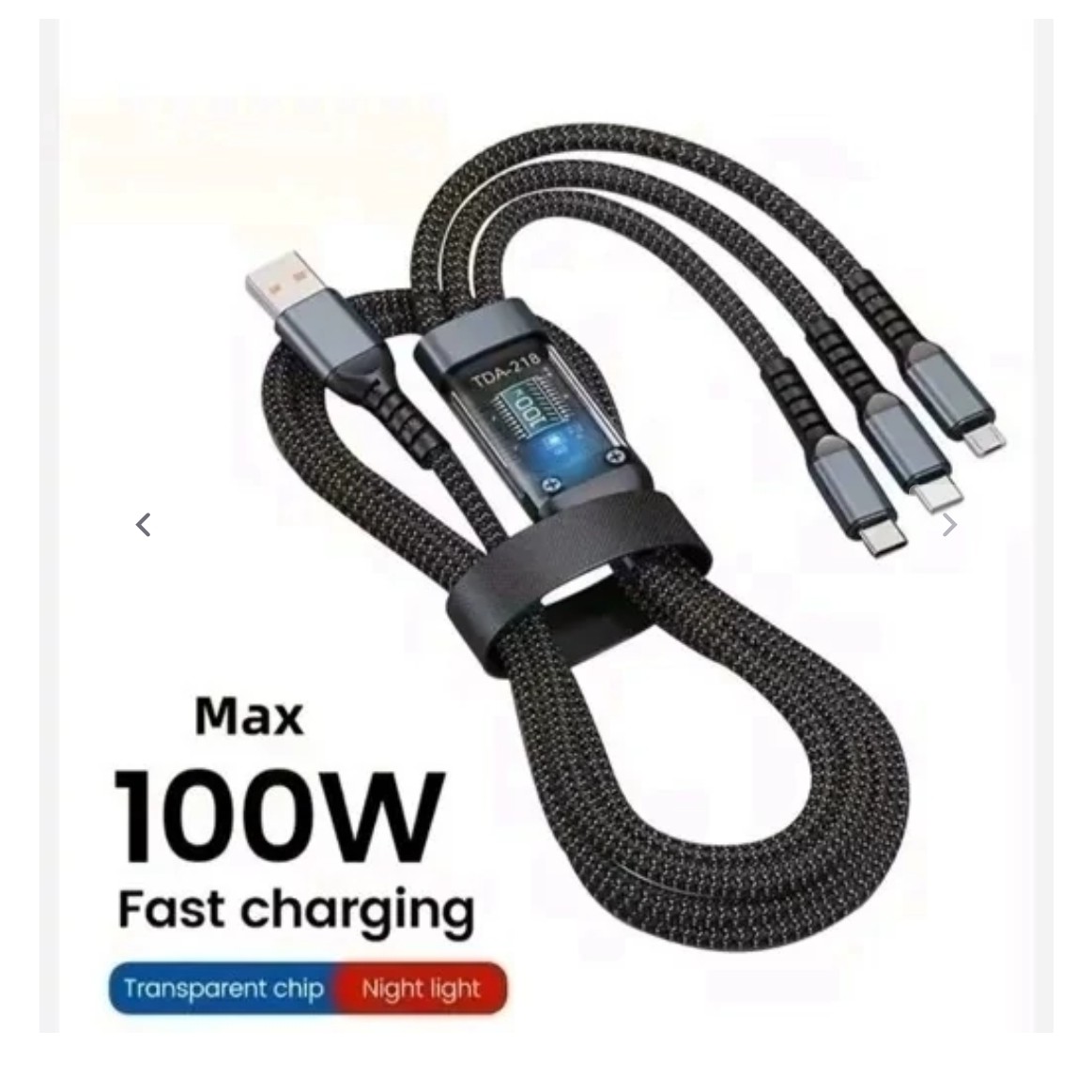 کابل شارژ 3 در یک 100 وات هوشمند