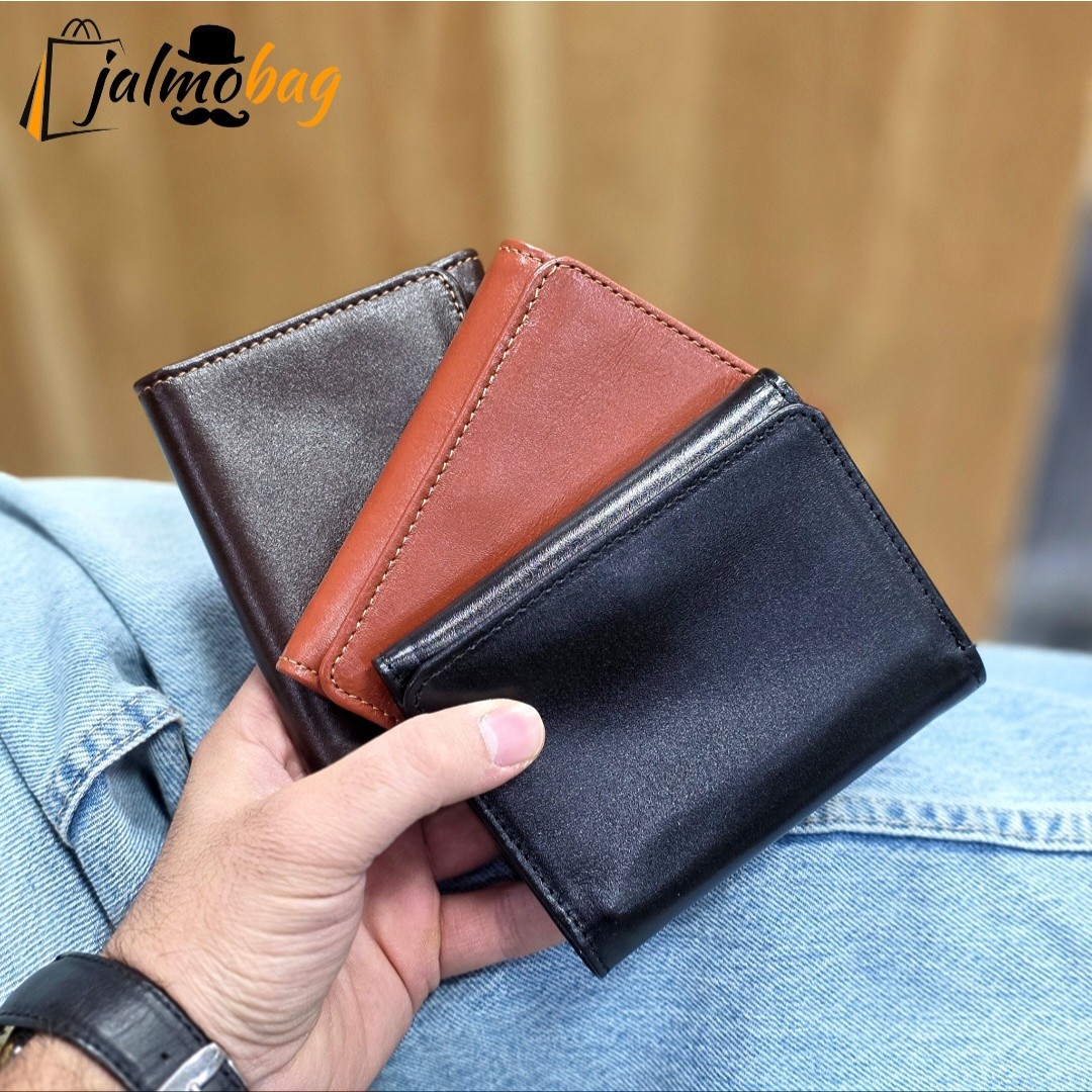 کیف پول چرم مردانه سه لت چرم اصل گاوی کد 3068