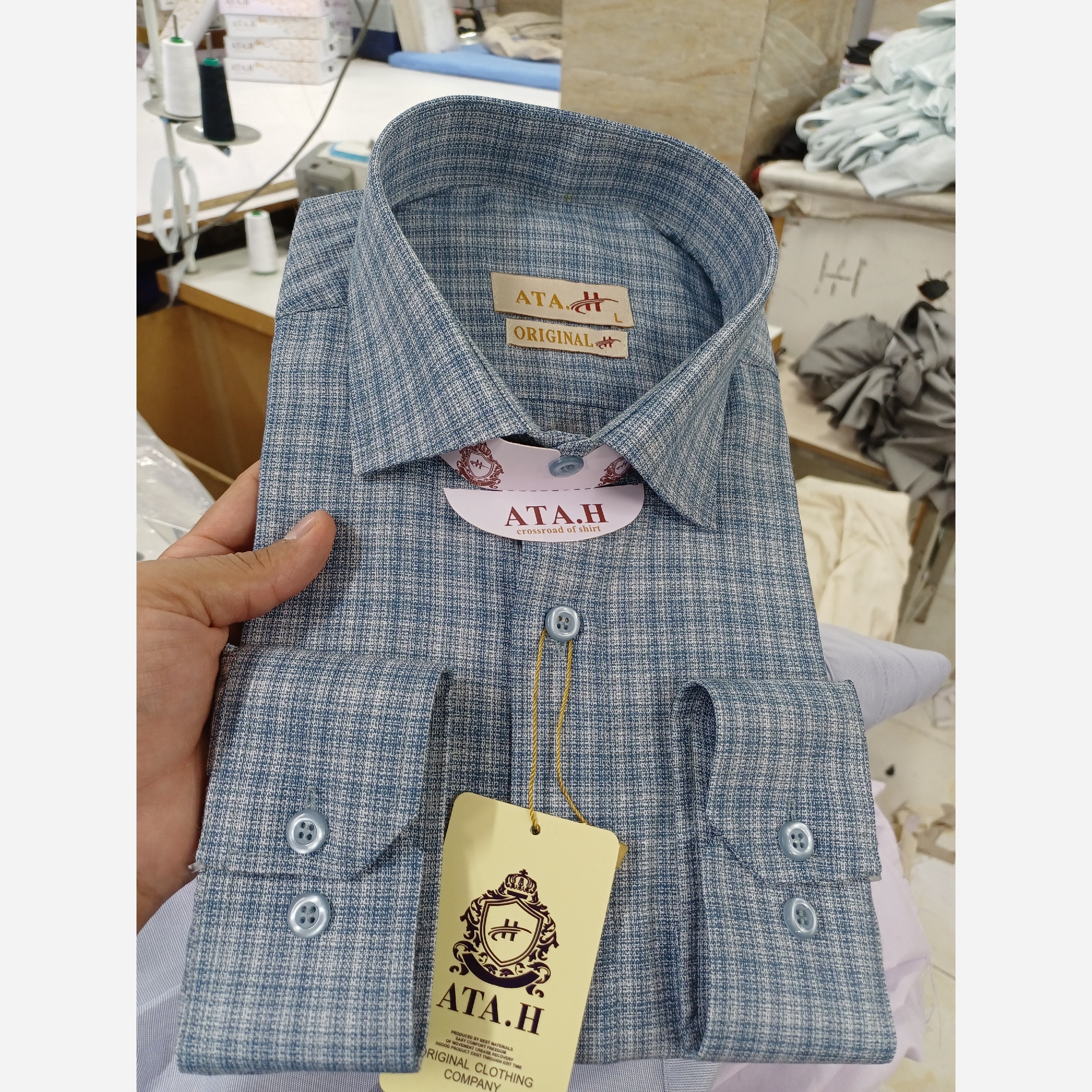 پیراهن مردانه چهارخونه فیروزه ای خاص درجه عالی کد 20