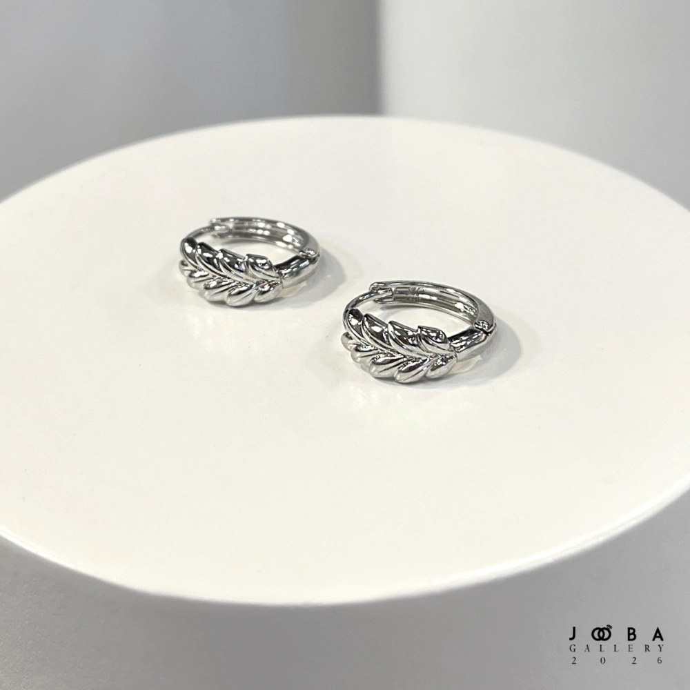 گوشواره حلقه ای گندمی نقره ای ژوپینگ کد 317040102