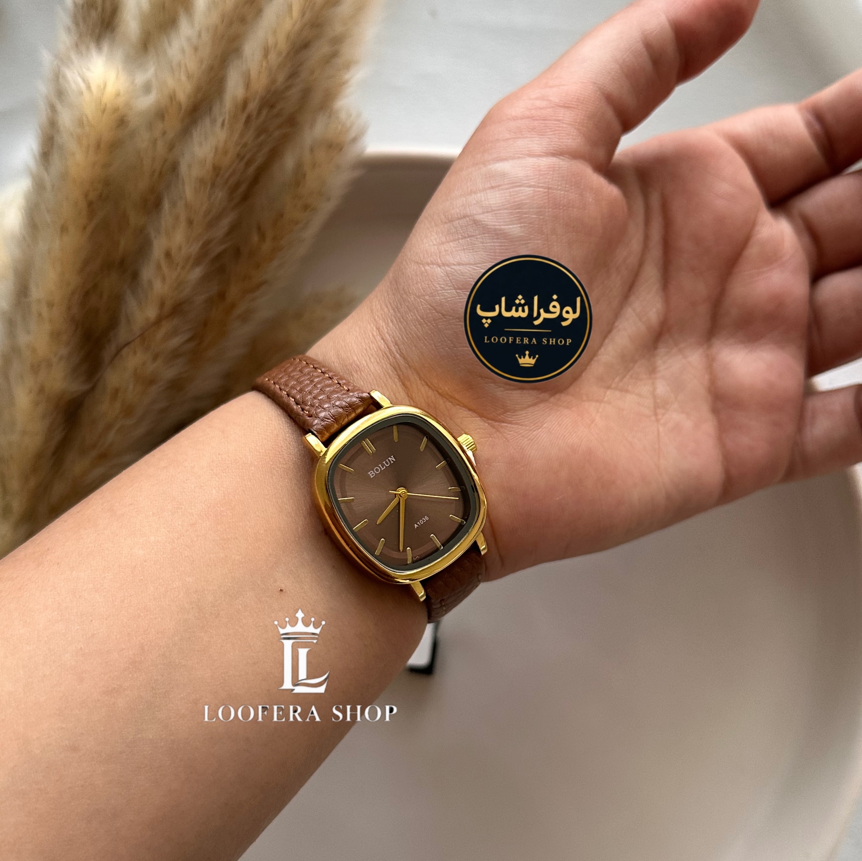 ساعت دخترانه بولون بند چرم قهوه ای4