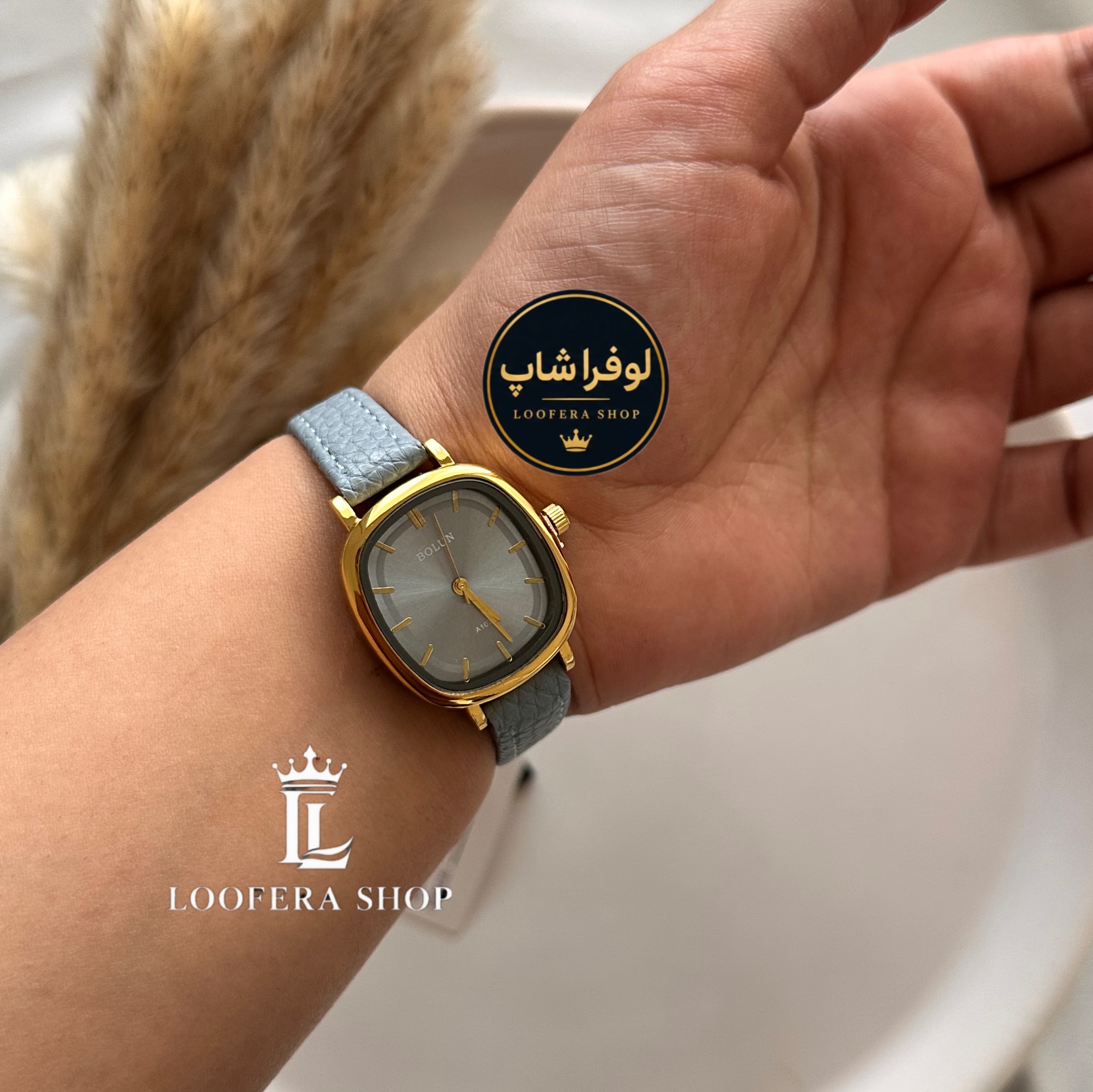 ساعت بولون بند چرمی خاکستری زنانه