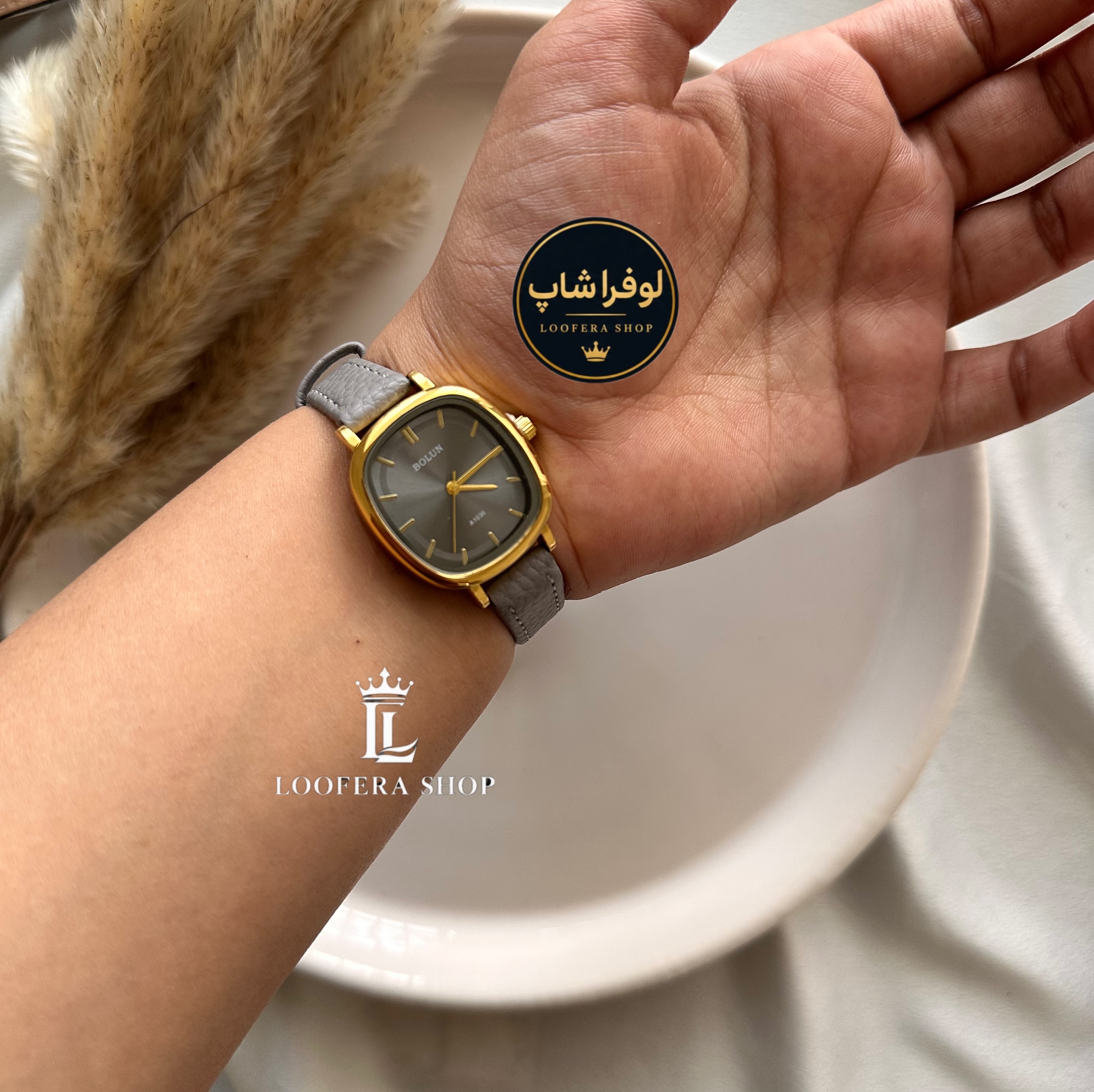 ساعت بولون بند چرمی زنانه طوسی