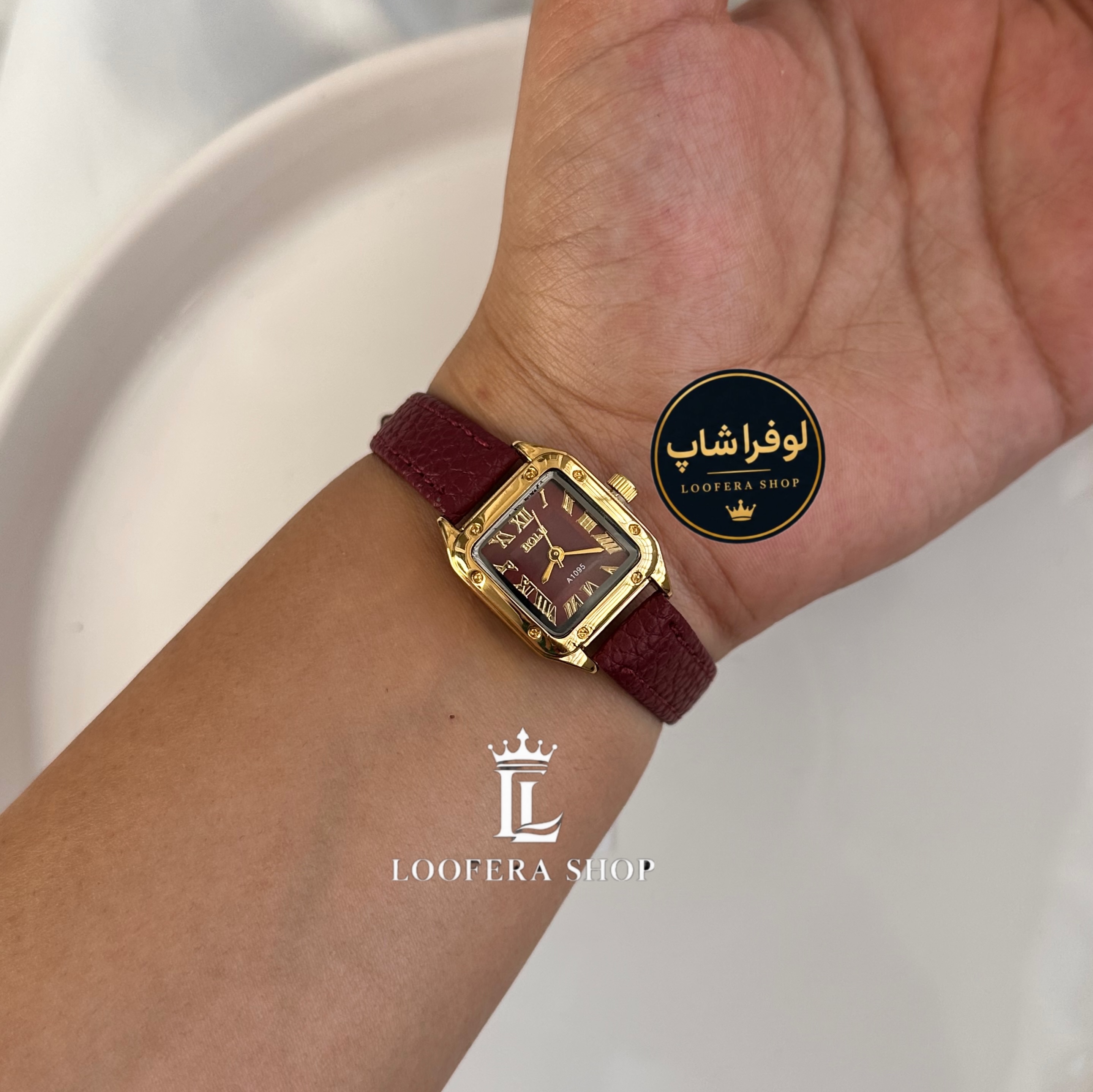 ساعت چرمی بولوا دخترانه رنگ زرشکی