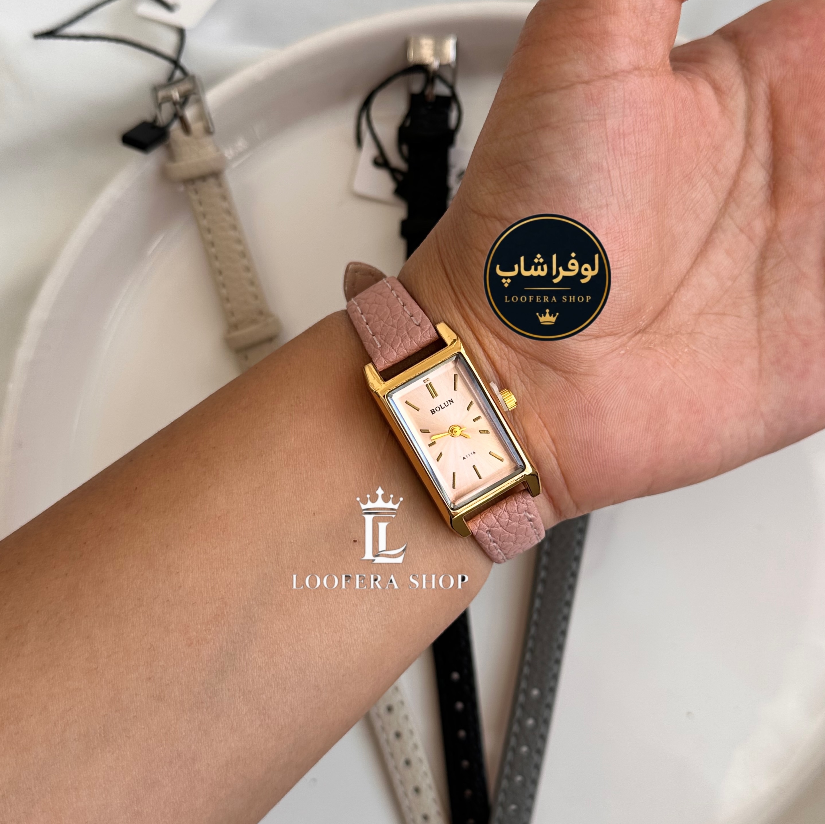 ساعت دخترانه بولون بند چرم صورتی