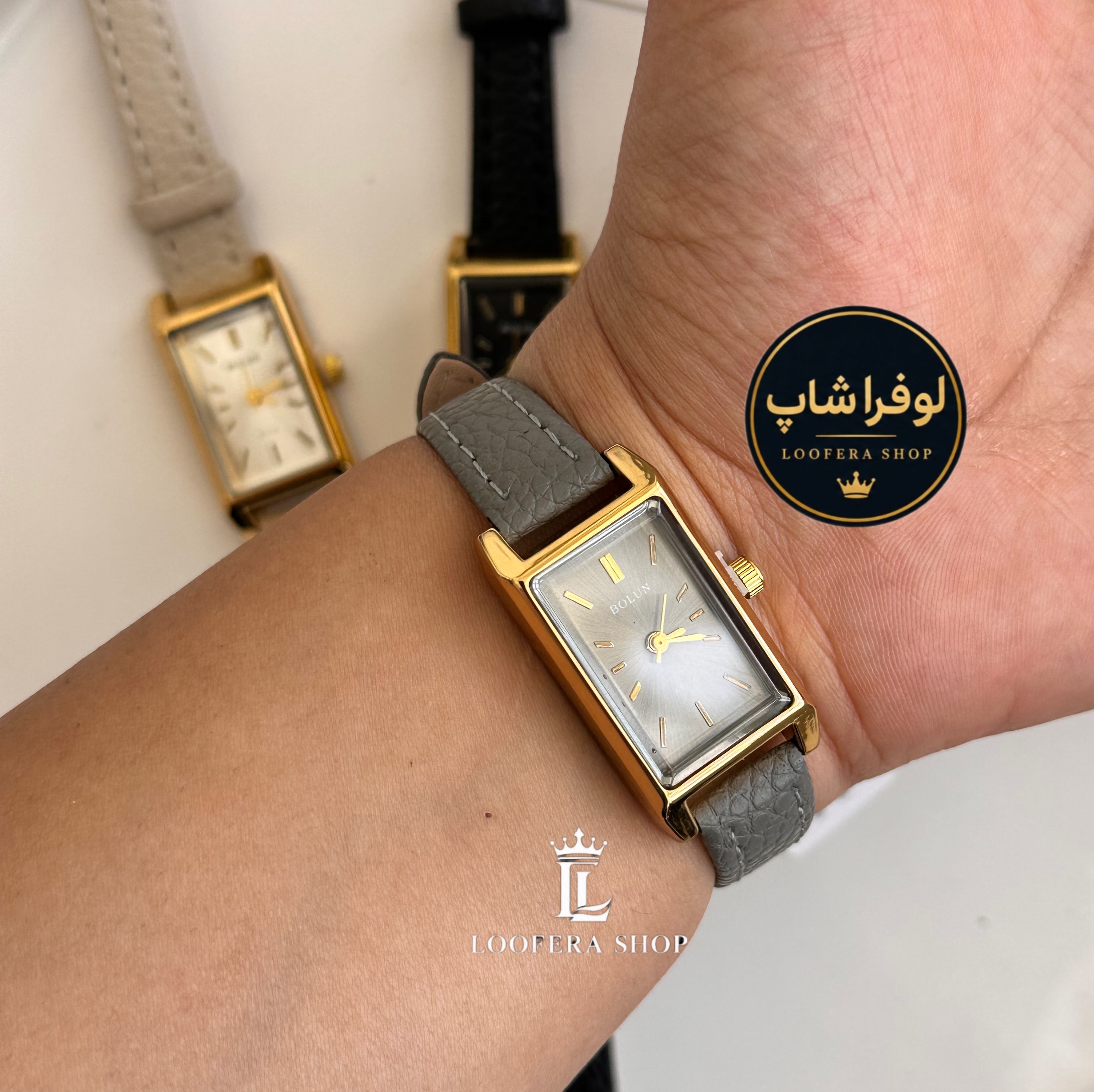 ساعت دخترانه بولون چرمی خاکستری
