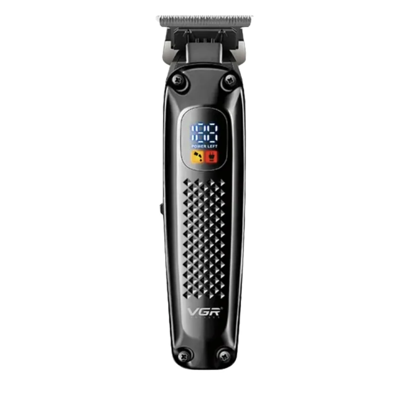 ماشین اصلاح موی سر و صورت وی جی ار مدل V-972 با تیغه‌های سرامیکی و متالورژیک پودری، قابلیت تنظیم سرعت، طراحی ارگونومیک، منبع انرژی برق و باتری، شارژ USB Type-C، ظرفیت باتری 1400 میلی‌آمپر ساعت، مدت زمان استفاده 180 دقیقه، همراه با 4 شانه متحرک