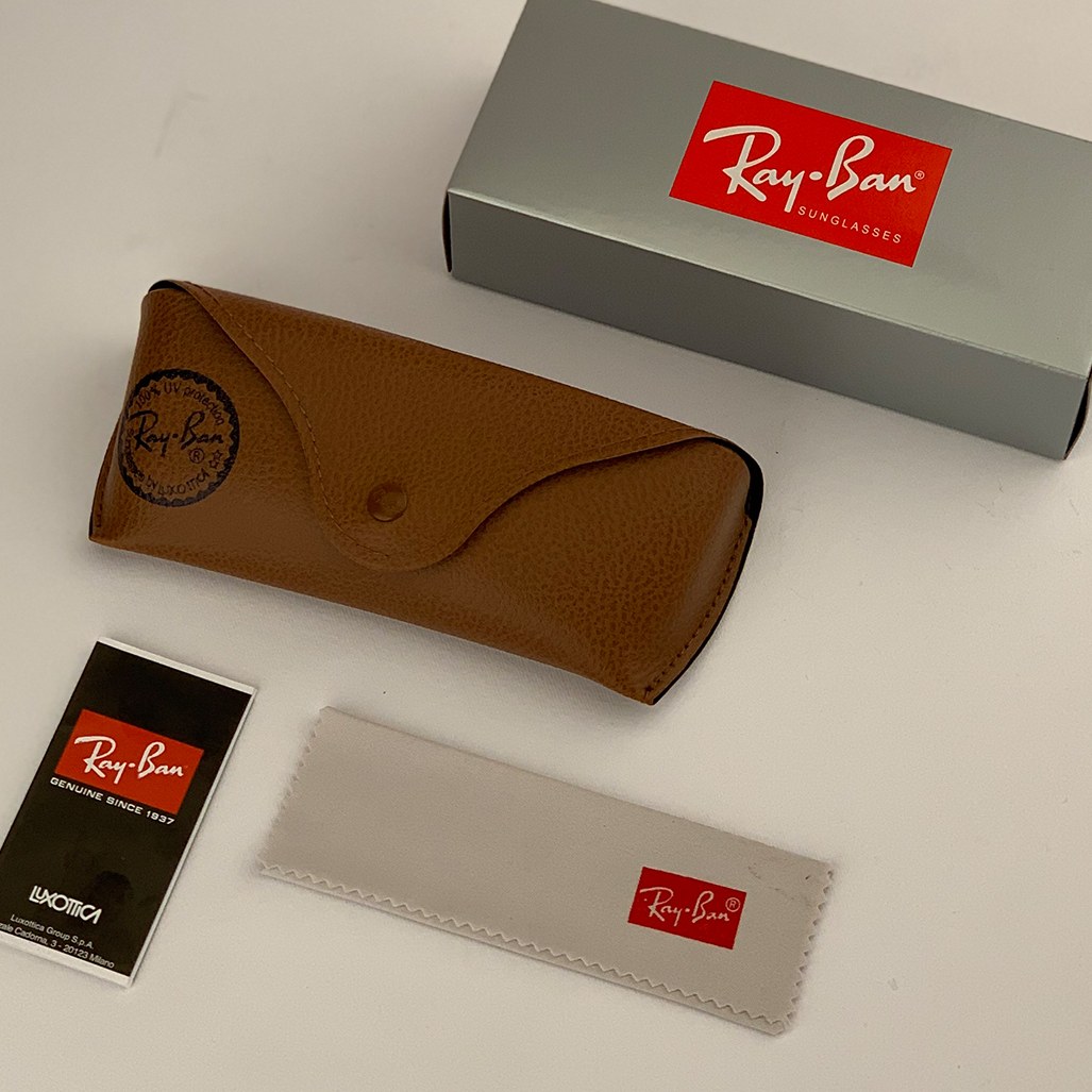 جلد و پک اصلی عینک برند ری بن Ray Ban همراه دستمال برند طبق تصویر