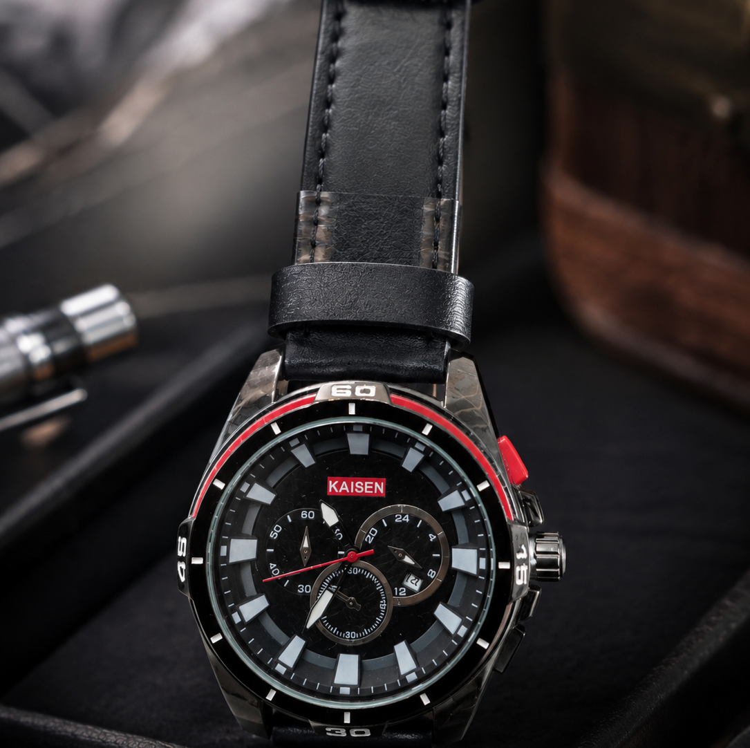 ساعت مردانه بند چرم طرح کرنوگراف رنگ ثابت