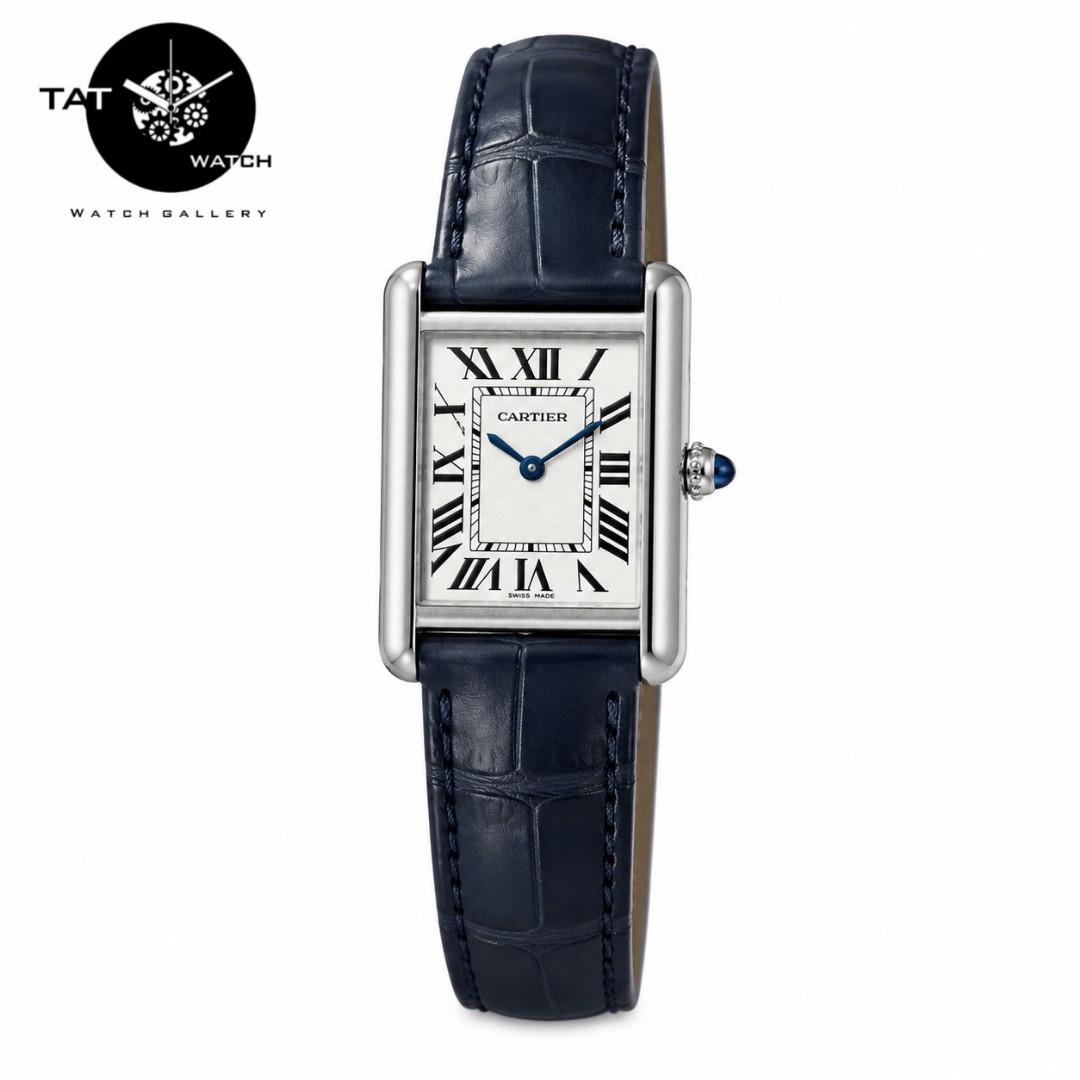 ساعت زنانه کارتیر تانک بند چرمی موتور میوتا ژاپن 12 ماه گارانتی جعبه ارسال رایگان Cartier ساعت مچی