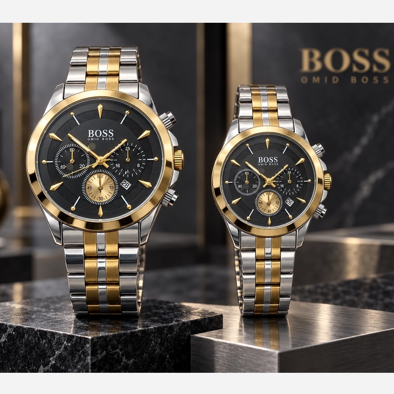 ساعت ست استیل تاریخ دار رنگ ثابت BOSS مدل 1
