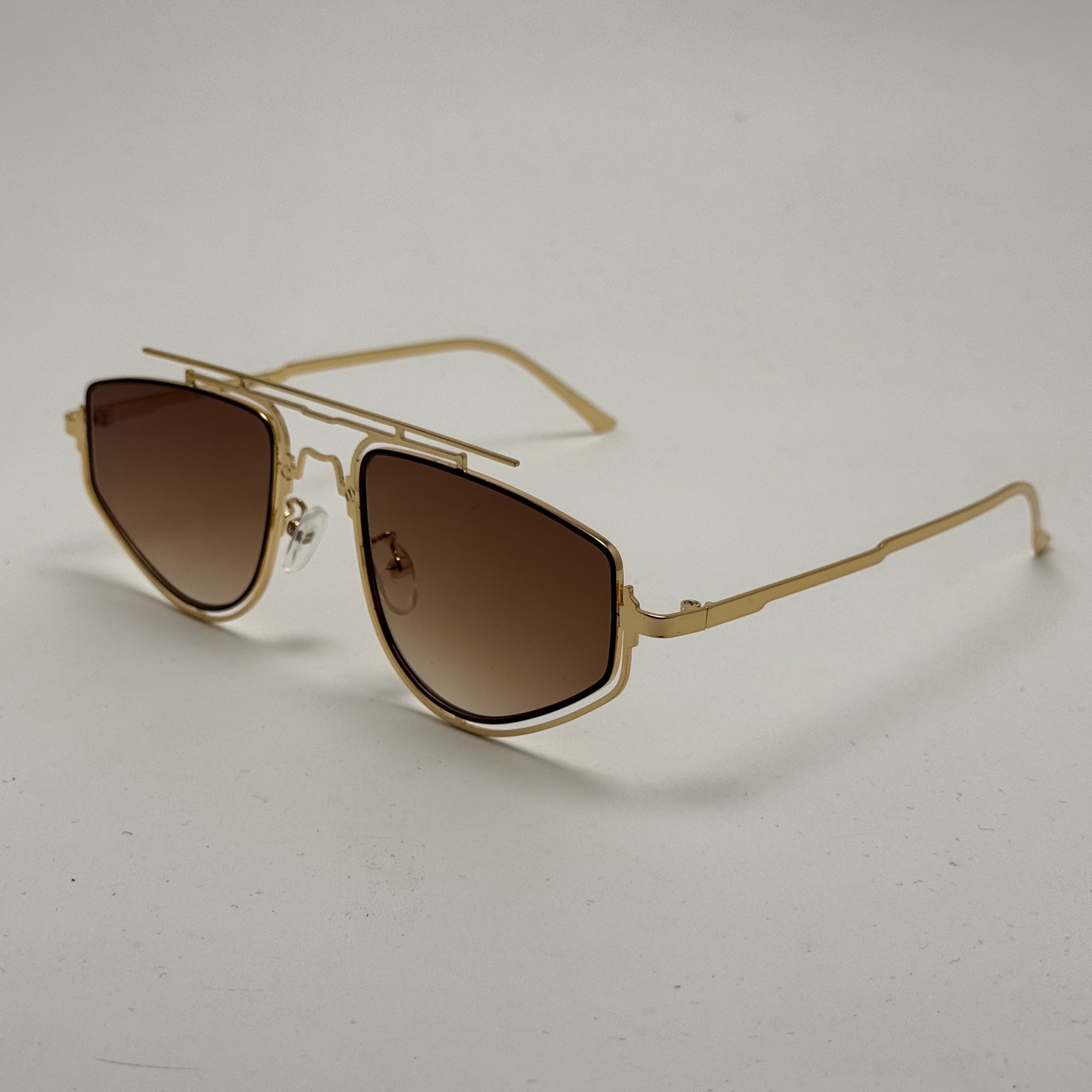 عینک آفتابی دیور Dior مدل Aviator قهوه ای طلایی تمام استیل رنگ ثابت کد 1