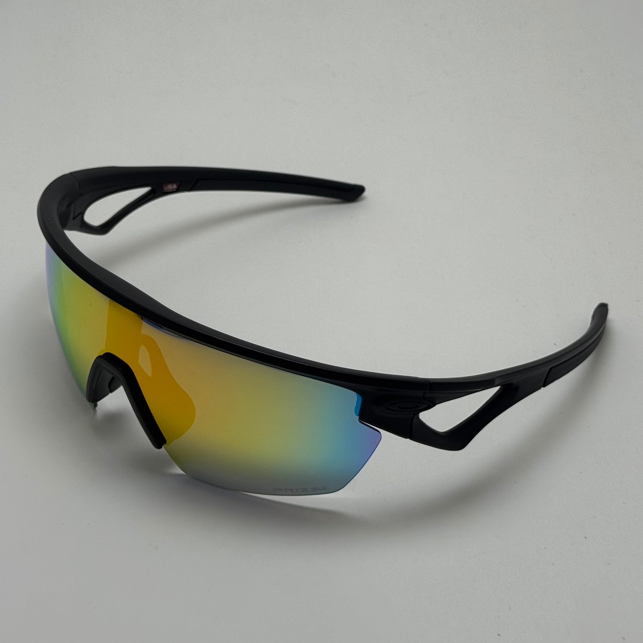 عینک آفتابی اسپرت Oakley اوکلی با لنز PRIZM مشکی عدسی آتیشی هفت رنگ مدل SPHARA