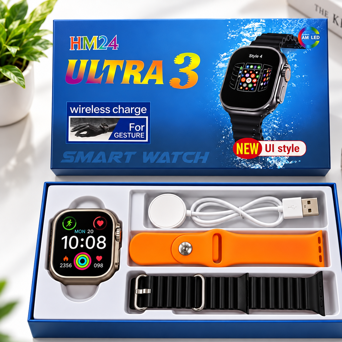 ساعت هوشمند HM24 ULTRA3 با 2 بند اضافه