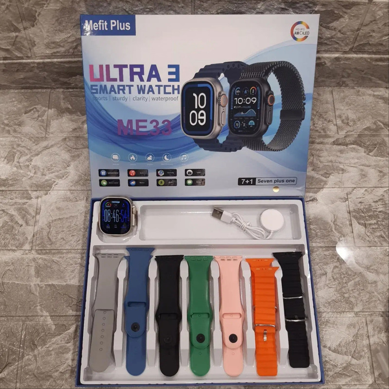 ساعت هوشمند 49 میلیمتری مفیت پلاس مدل SEVEN PLUS ONE 71 با 7 بند سیلیکونی