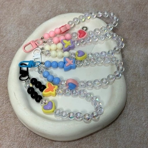 آویز فانتزی موبایل طرح پروانه و قلب در چهار رنگ