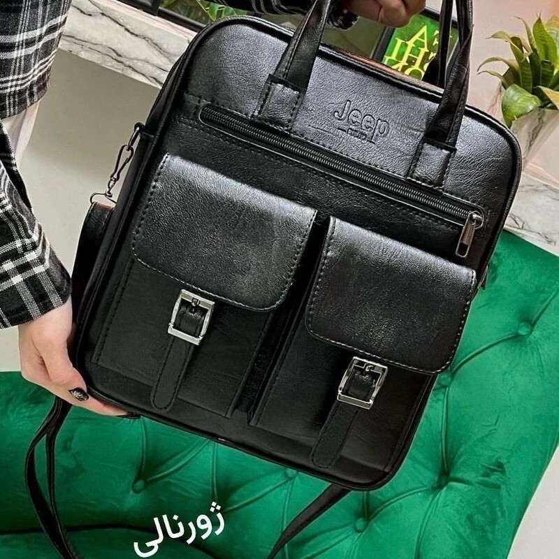 کیف اداری مردانه چرم صنعتی دانشجویی کیف زنانه کیف سه کاره( دستی دوشی کوله )مدل اکو